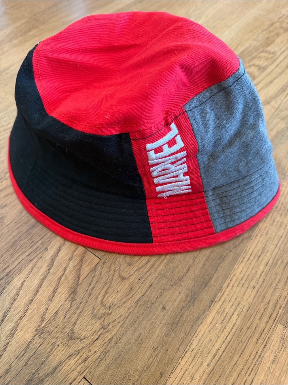 Disney Parks Marvel Logo Red Black & Gray Color Block Adult Bucket Hat